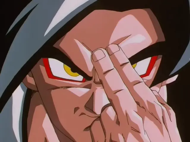 La primera ronda de combate de Goku Super Saiyan 4 contra Ohzaru Baby en Dragon Ball GT