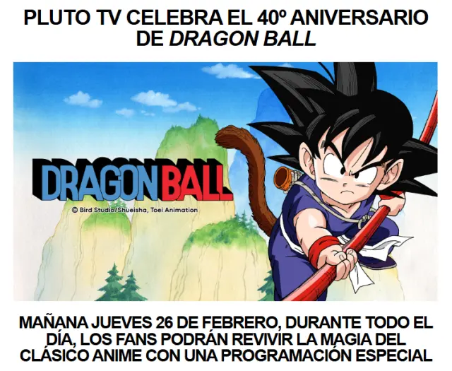 Pluto TV celebra el 40º aniversario de Dragon Ball
