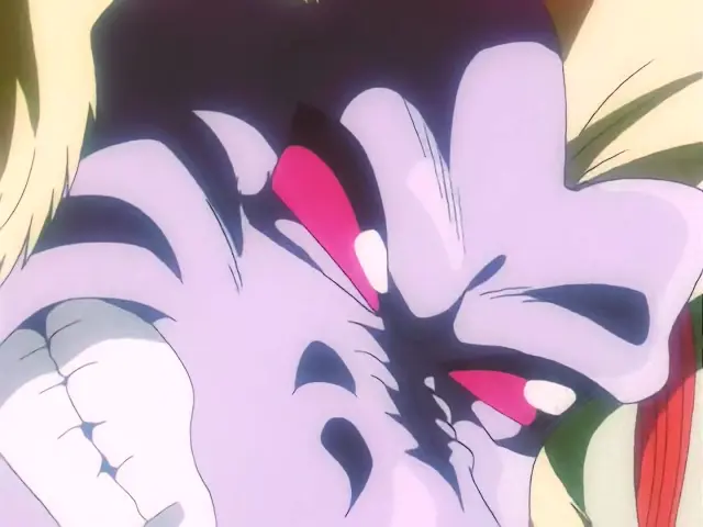 Goku Super Saiyan 4 destroza a Ohzaru Baby y le arranca la cola en Dragon Ball GT