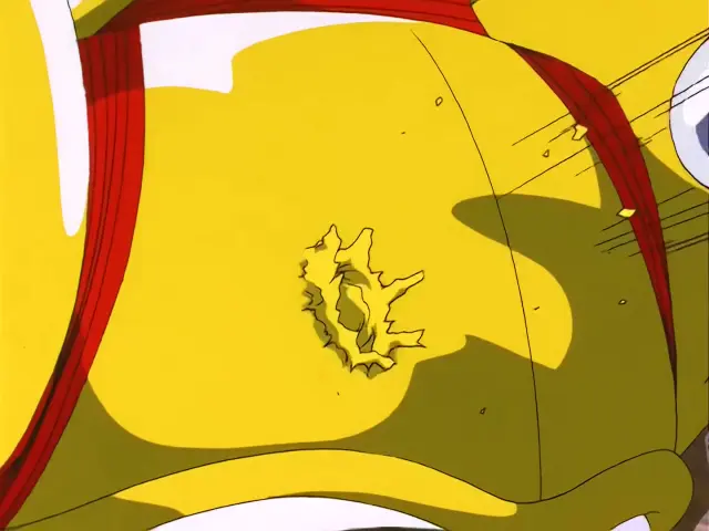 Goku Super Saiyan 4 mata a Baby con un Kame Hame Ha dirigido al sol