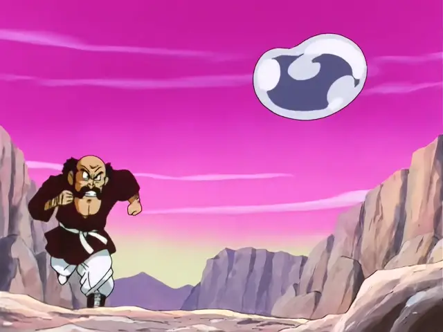 Goku Super Saiyan 4 mata a Baby con un Kame Hame Ha dirigido al sol