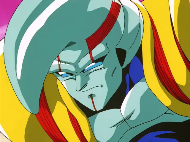 Goku Super Saiyan 4 mata a Baby con un Kame Hame Ha dirigido al sol