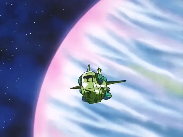 Goku Super Saiyan 4 mata a Baby con un Kame Hame Ha dirigido al sol