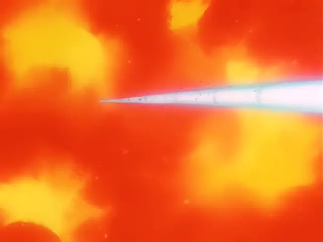 Goku Super Saiyan 4 mata a Baby con un Kame Hame Ha dirigido al sol