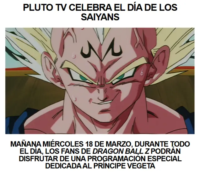 El Día de los Saiyans en Pluto TV con Dragon Ball Z