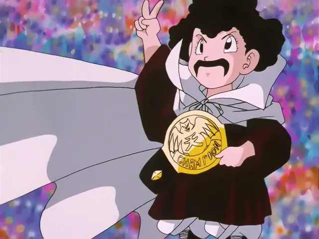 Pan vestida de Mr. Satán en Dragon Ball GT