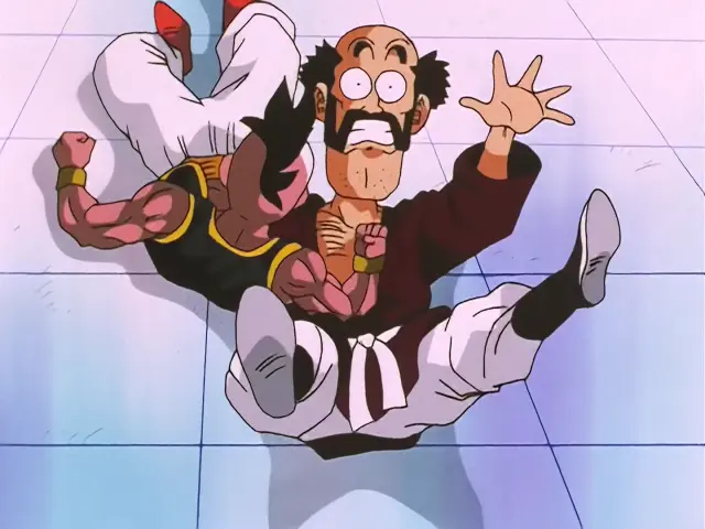 Super Uub se deja ganar en el Tenkaichi Budokai para que Mr. Satán no se retire