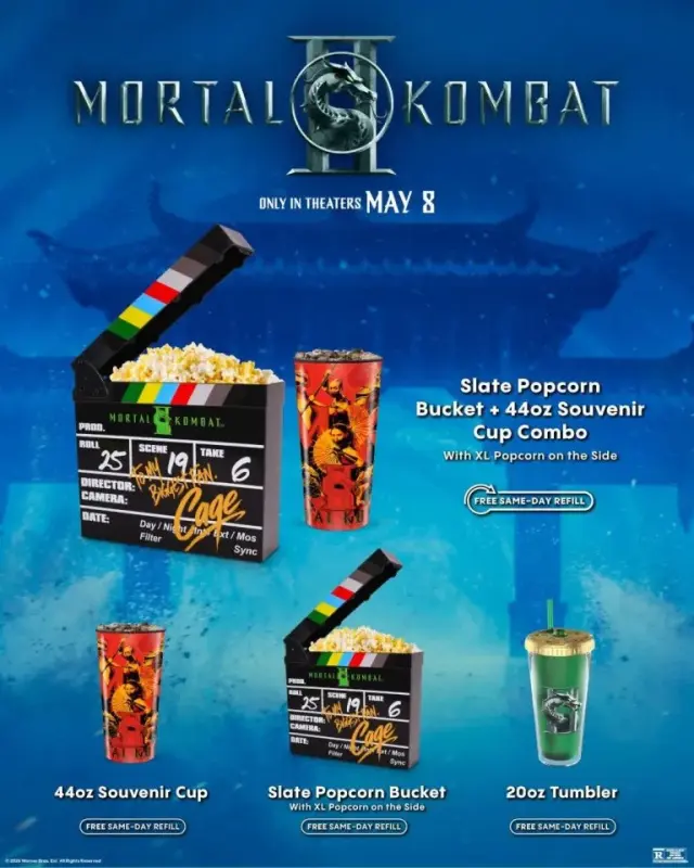 Palomiteros y vasos oficiales de Mortal Kombat II