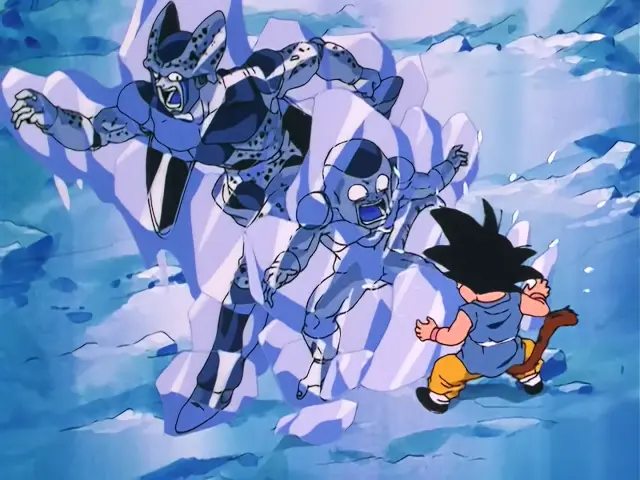 Goku destruye a Cell y Freezer en el infierno, borrándolos de la existencia