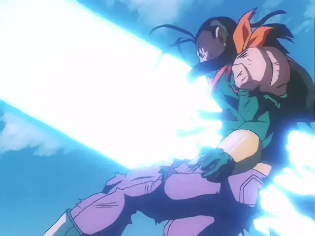Goku y A-18 hacen equipo para matar a Super A-17 en Dragon Ball GT