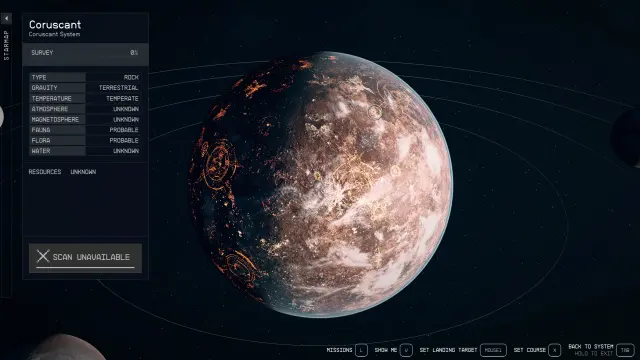 Coruscant en el mod de Star Wars para Starfield