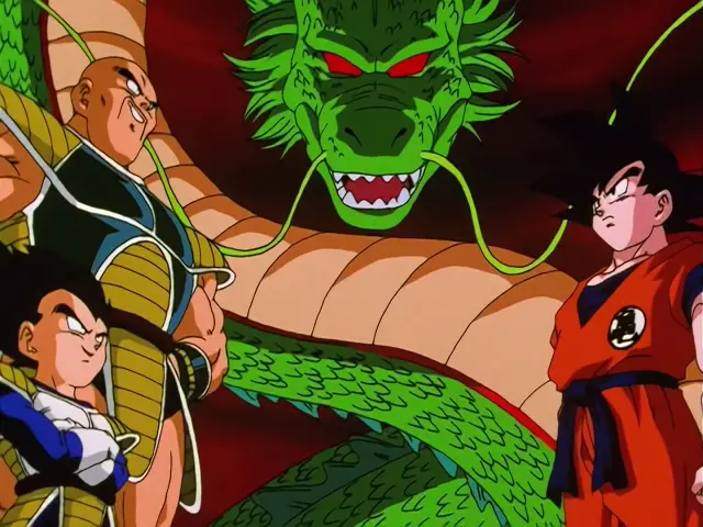 Goku, Vegeta, Nappa y Shenron de Dragon Ball Z recreados en Dragon Ball GT
