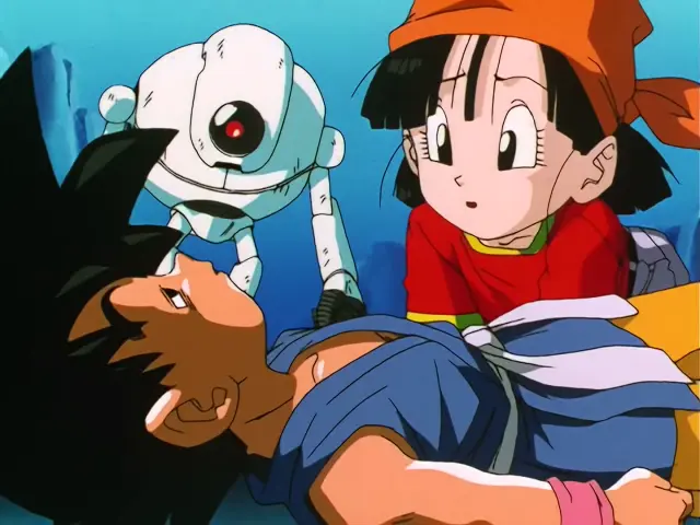 Goku y Pan se libran de la energía negativa de Ryan Shinron en Dragon Ball GT