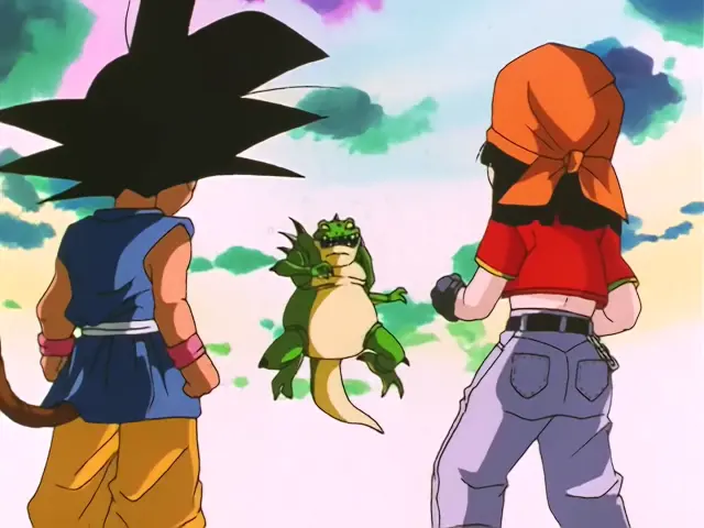 Goku y Pan se cargan a Ryan Shinron con una Onda Vital conjunta