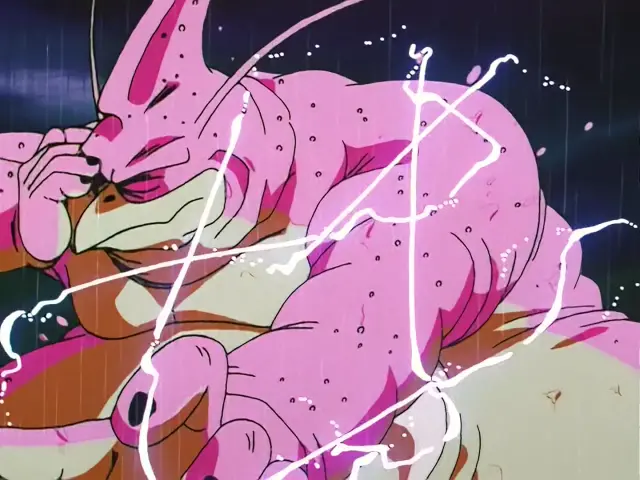 Goku destroza a un Uh Shinron moribundo con su Kame Hame Ha