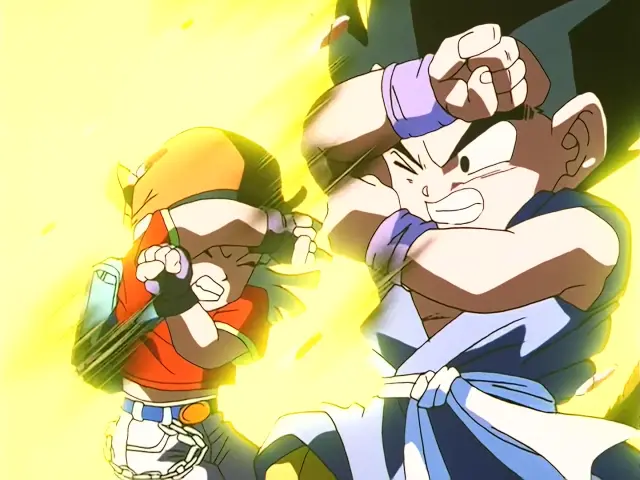Goku destroza a un Uh Shinron moribundo con su Kame Hame Ha