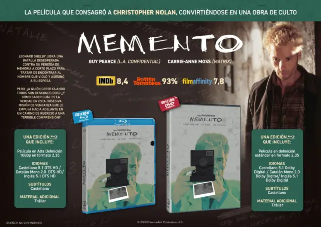 Memento en DVD y Blu-ray