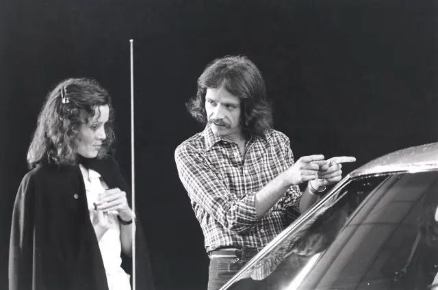 Jamie Lee Curtis y John Carpenter rodando Halloween (1978)