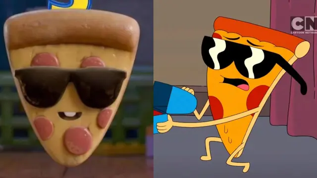 Pizza con gafas de sol y Pizza Steve
