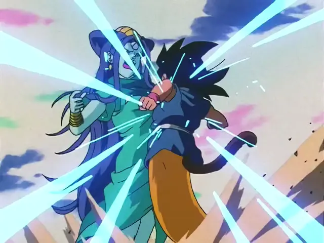 Goku lucha contra Ryu Shinron con la técnica de la peonza