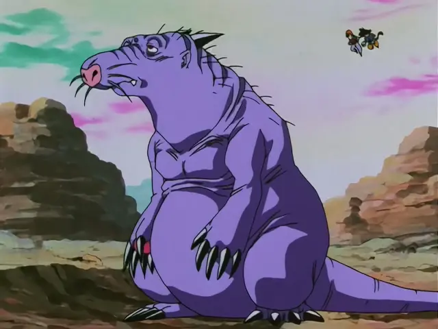 Chi Shinron intenta destrozar la ciudad, pero Goku Super Saiyan 4 lo impide