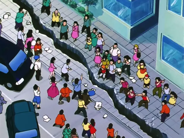 Chi Shinron intenta destrozar la ciudad, pero Goku Super Saiyan 4 lo impide