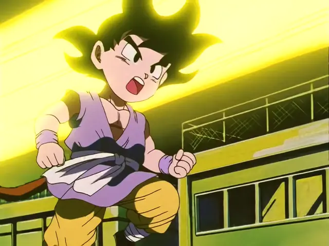 Goku lanza un Kame Hame Ha x10 contra Pan y Chi Shinron