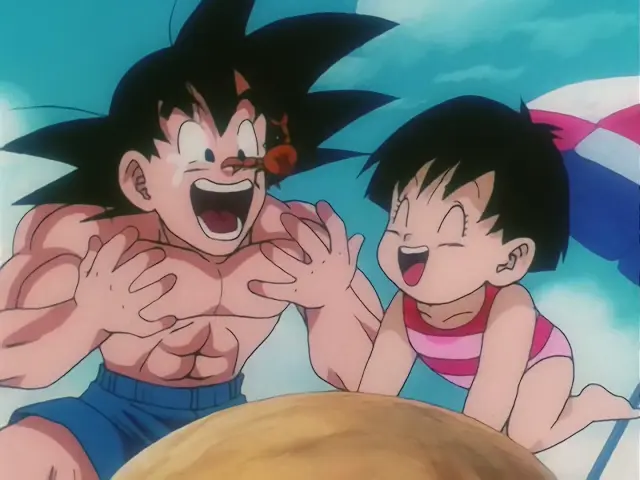 Goku y Pan en la playa