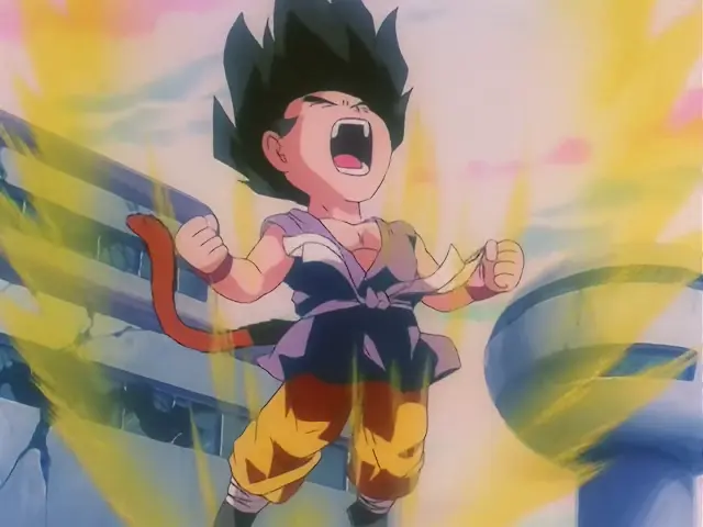 Goku base con aura amarilla