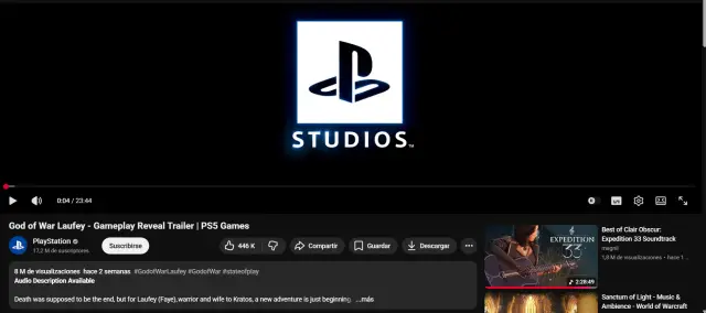 Reproducciones God of War Laufey en YouTube