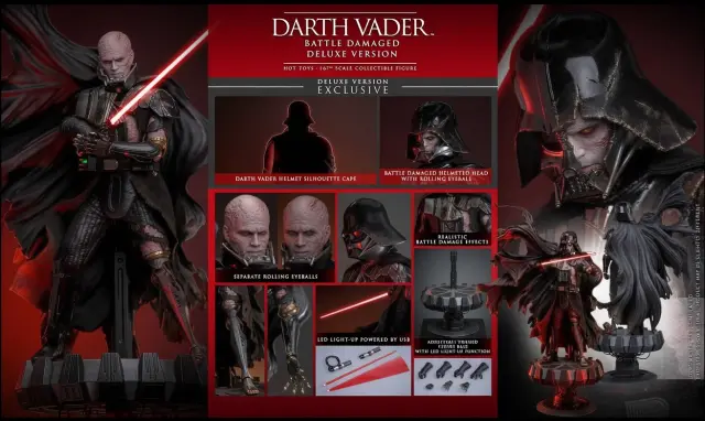 La figura de Darth Vader DX (Battle Damaged) de Star Wars de la marca Hot Toys