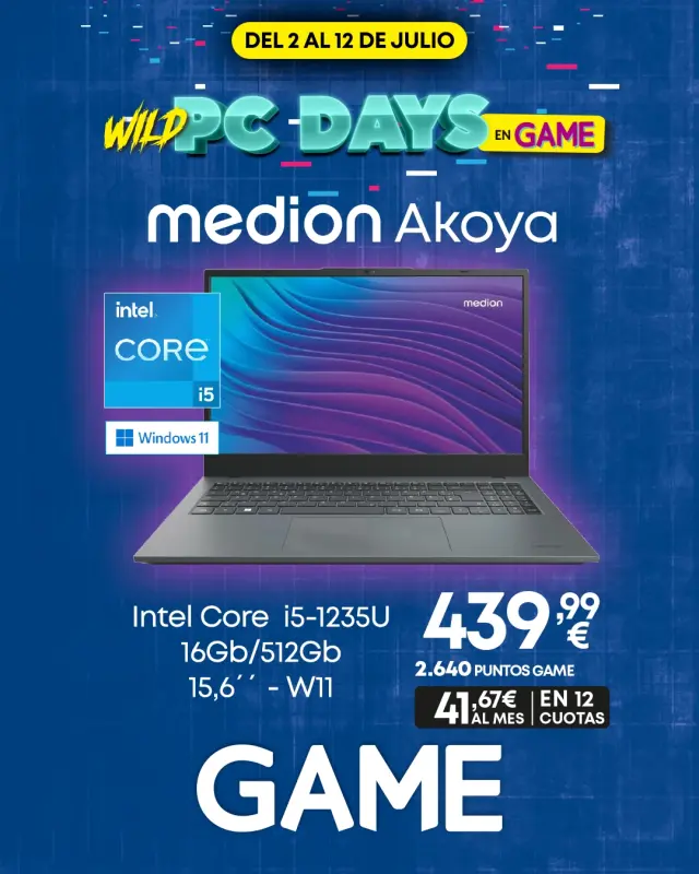 Wild PC Days en GAME - Portátil Medion