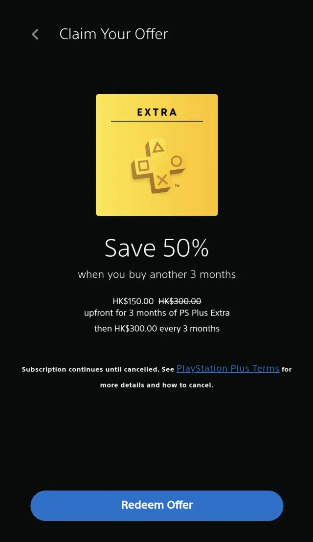 Imagen del descuento del 50% en PS Plus para el usuario que canceló su suscripción