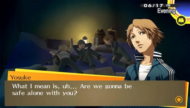 Uno de los comentarios de Yosuke en Persona 4