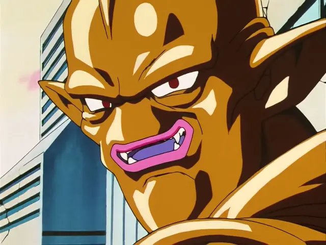 Ih Shinron se carga a Suu Shinron mientras protege a Goku ciego