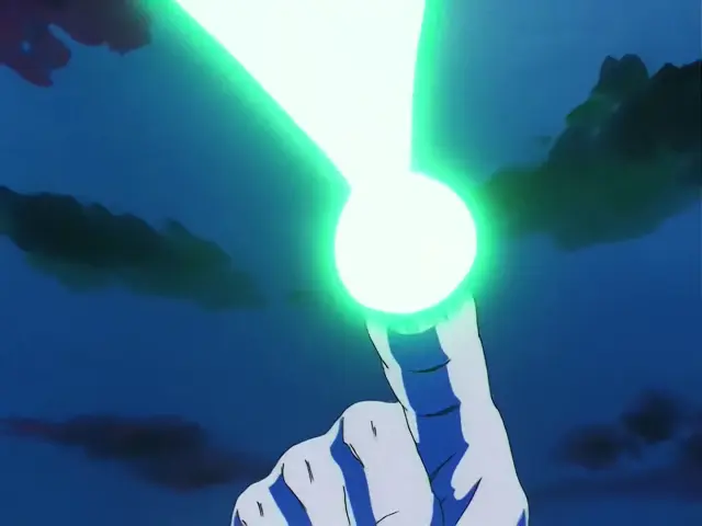 Ih Shinron se carga a Suu Shinron mientras protege a Goku ciego