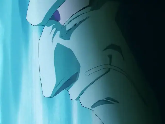 Ih Shinron se carga a Suu Shinron mientras protege a Goku ciego