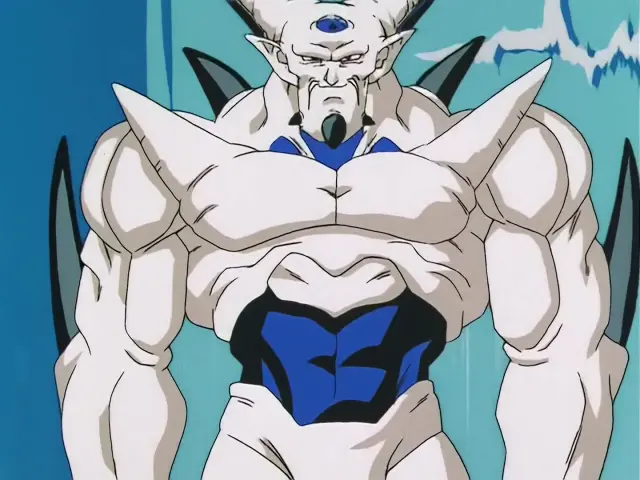 Ih Shinron se carga a Suu Shinron mientras protege a Goku ciego
