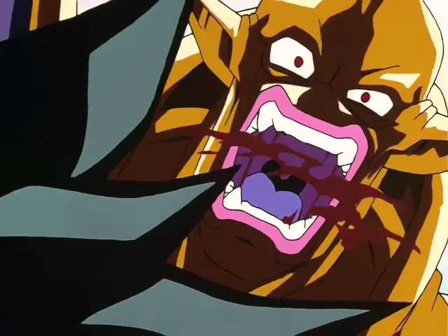 Ih Shinron se carga a Suu Shinron mientras protege a Goku ciego