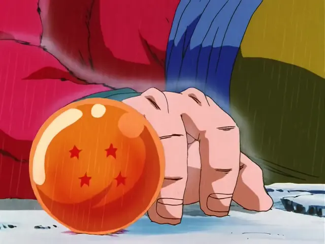 Ih Shinron se carga a Suu Shinron mientras protege a Goku ciego