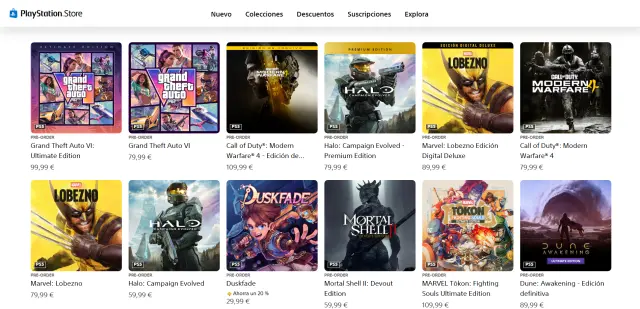 Precompras de juegos en PS Store de España