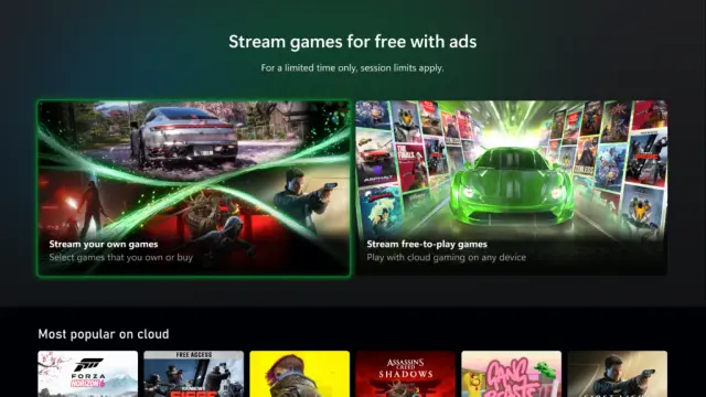 Modalidad gratuita con anuncios de Xbox Cloud Gaming