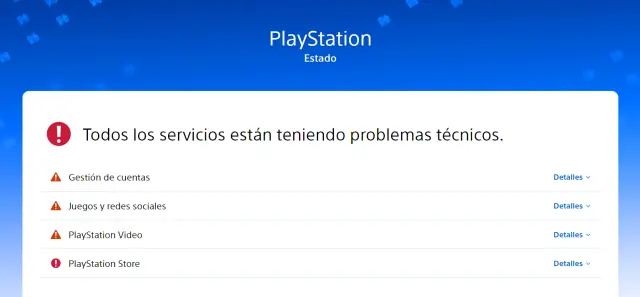 Imagen del estado de PlayStation Network