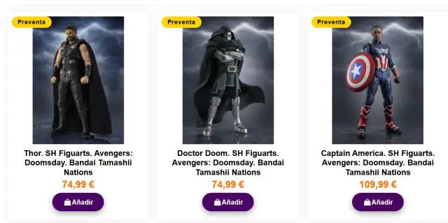 Las SH Figuarts de Thor, Doctor Doom y Capitán América de Vengadores: Doomsday