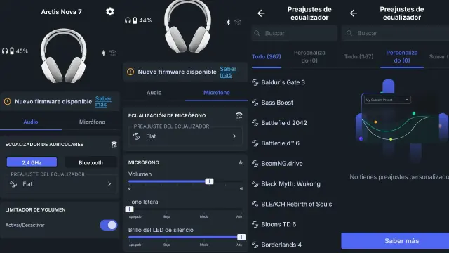 SteelSeries Arctis Nova 7 Wireless Gen 2, configuración app