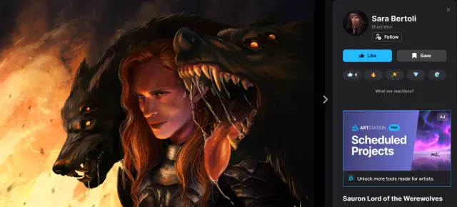 Sauron como Señor de los Lobos dibujado por una fan