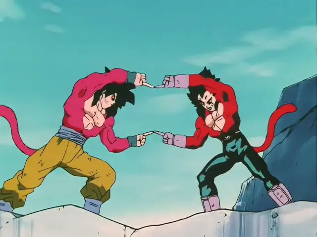 Goku y Vegeta Super Saiyan 4 intentan hacer la Fusión por segunda vez