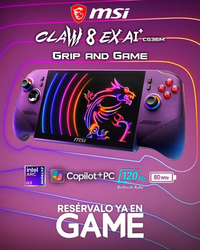 Reserva en GAME la MSI Claw 8 EX AI+