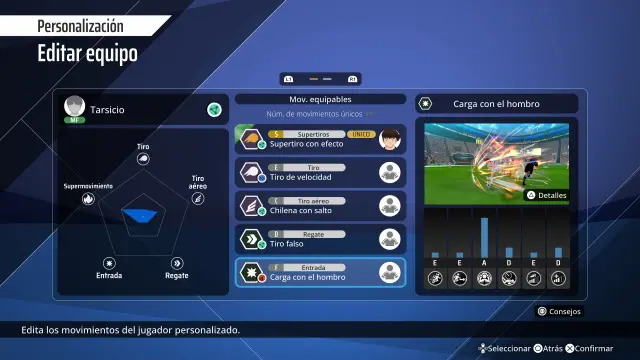 Podemos personalizar los movimientos en Captain Tsubasa 2