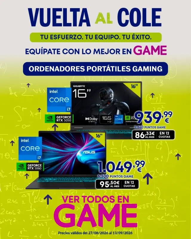 Vuelta al Cole 2026 en GAME